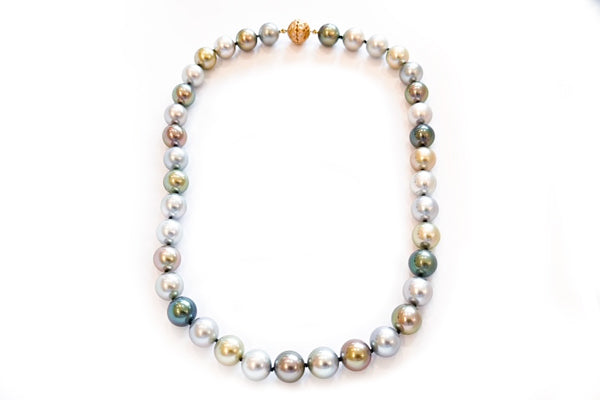 Fine Multi Color Tahitian Cultured Pearl Strand