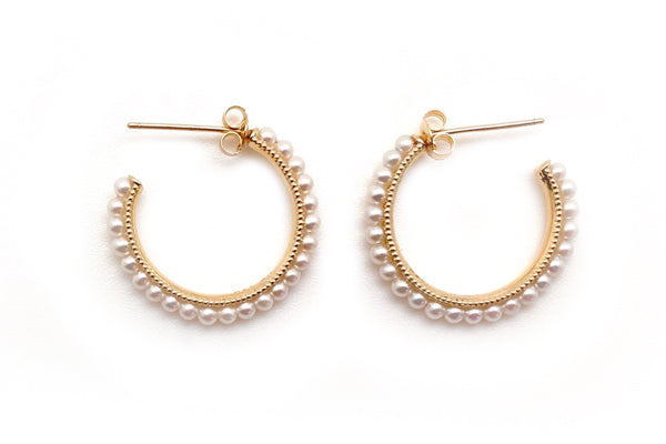 Freshwater Cultured Seed Pearl Hoops - Assorted Sizes