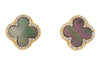 Mother of Pearl & CZ Quatrefoil Stud Earrings - Assorted Metal & Mother of Pearl Colors