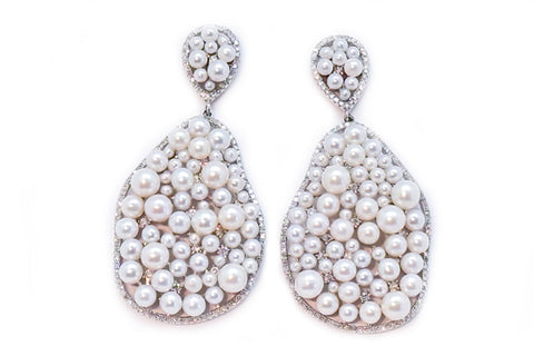 Freshwater Cultured Pearl Diamond Earrings