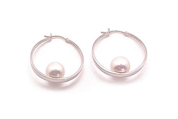 South Sea Cultured Pearl White Gold Hoops - Assorted Styles